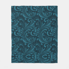 Manta Polar Dark teal floral damask pattern