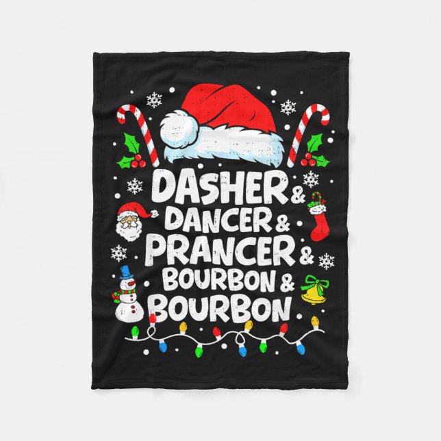 Manta Polar Dasher Dancer Prancer Bourbon Funny Christmas Sant (Anverso)