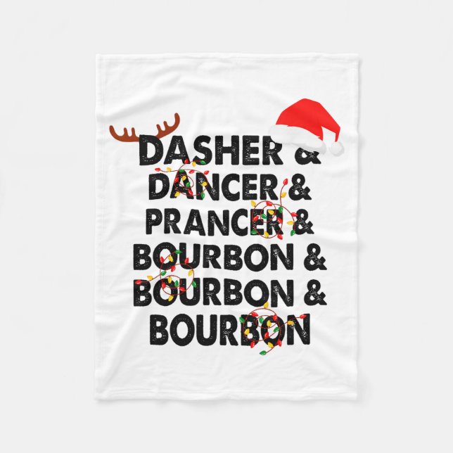 Manta Polar Dasher Dancer Prancer & Bourbon Navidad (Anverso)