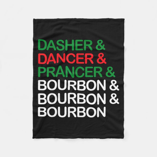 Manta Polar Dasher Dancer Prancer Bourbon Navidad Divertido Ho (Anverso)