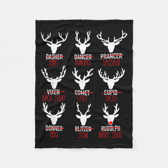 Manta Polar Dasher Dancer Prancer y Bourbon Navidad (Anverso)