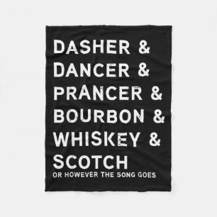 Manta Polar Dasher Dancer Prancer Y Bourbon Whiskey Divertido