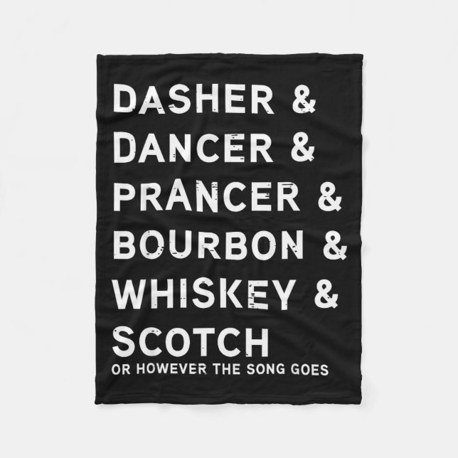 Manta Polar Dasher Dancer Prancer Y Bourbon Whiskey Divertido  (Anverso)