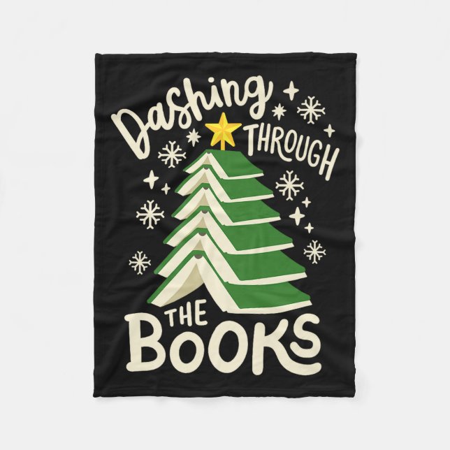 Manta Polar Dashing Through The Books Christmas Book Lovers Me (Anverso)