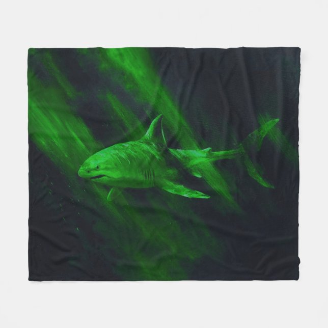Manta polar de felpa Shark Green 50 x 60 (Frente (Horizontal))