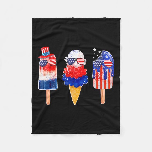 Manta Polar De Julio Popsicle Red White Blue American Flag Pat (Anverso)