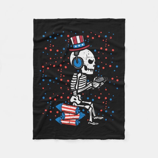 Manta Polar De Julio Skeleton Gamer Funny America Niños Hombre (Anverso)