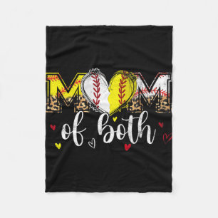 Manta Polar De Las Dos Madres De Softball Heart Leopard Da