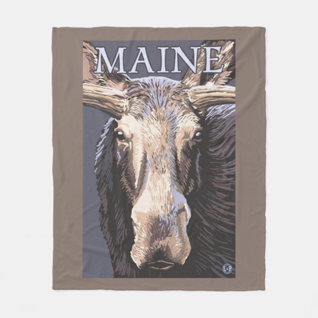 Manta Polar De MaineMoose cierre para arriba (Anverso)