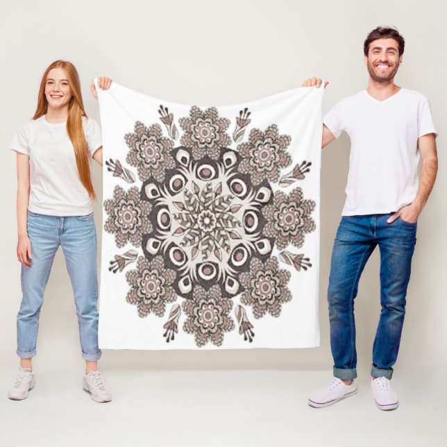 Manta Polar  de mandala color marrón (In situ)