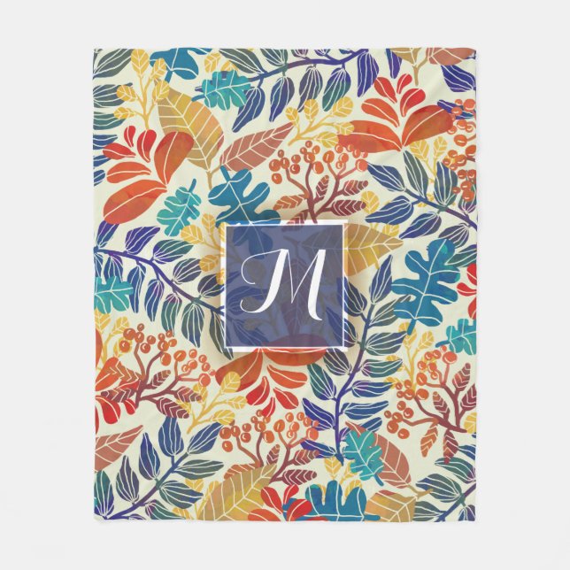 Manta Polar De otoño de las hojas fondo floral muy bien (Anverso)