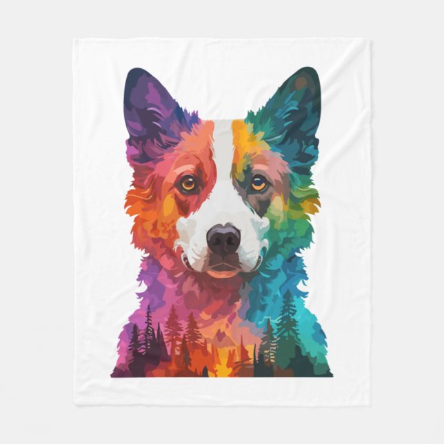 Manta Polar de perro colorido (Anverso)