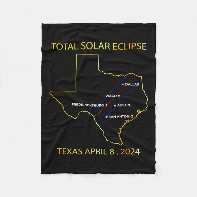 Manta Polar De Solar Eclipse 2024 Mapa Interactivo Texas Eclip (Anverso)