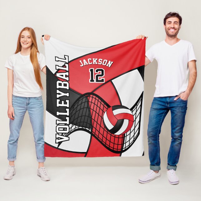 Manta Polar 🏐 de voleibol en rojo, blanco y negro (In situ)