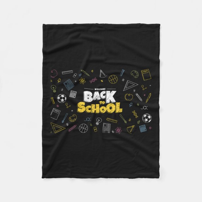 Manta Polar De Vuelta A La Escuela Enfrentando A Un Divertido  (Anverso)