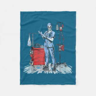 Manta Polar Deadside Nurse Blue Scrubs Funny Skeleton Doctor M