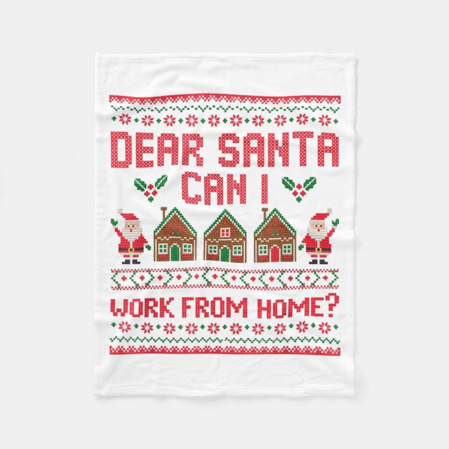 Manta Polar Dear Santa Can I Work From Home Funny Ugly Christm (Anverso)
