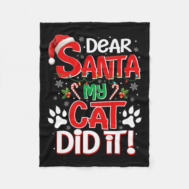 Manta Polar Dear Santa My Cat Did It Funny Christmas Cat Lover (Anverso)