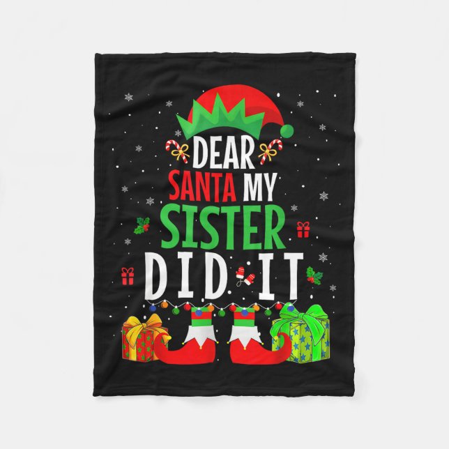 Manta Polar Dear Santa My Sister Did It Girls Kids Boys Funny  (Anverso)