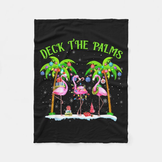 Manta Polar Deck The Palms Flamingo Trocal Christmas Lights  (Anverso)