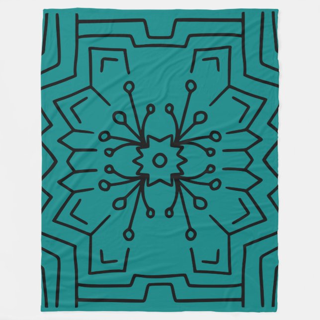 Manta Polar deco hexagonal verde azulado (Anverso)