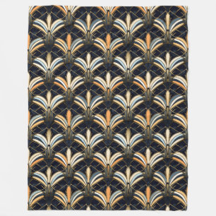 Manta Polar Decoración Art Deco Azul y Oro