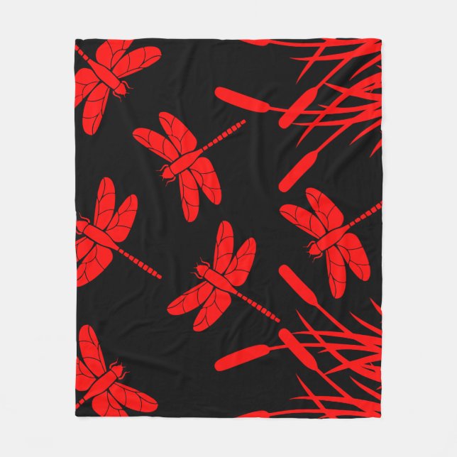 Manta Polar Decoración con patrones de libélula (Anverso)