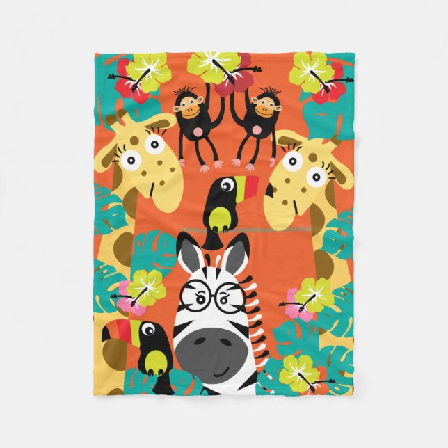 Manta Polar Decoración de animales de la selva de vivero (Anverso)