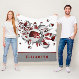 Manta Polar decoración de deportes maroon grises chicas estrel