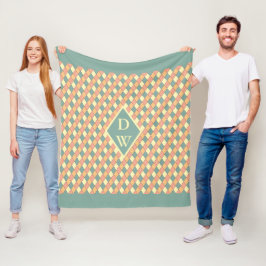 Manta Polar Decoración de Monograma de Diamante Arlequín Paste
