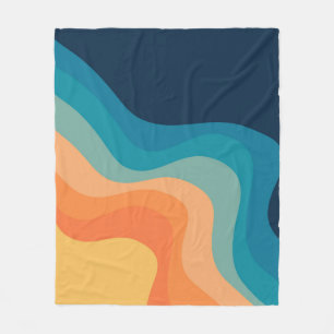 Manta Polar Decoración de ondas de estilo retro