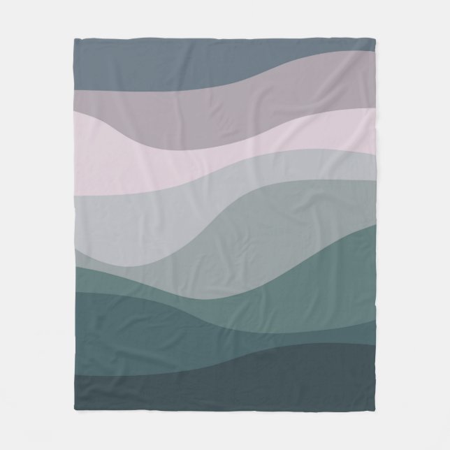 Manta Polar Decoración de ondas de estilo retro violeta y turq (Anverso)