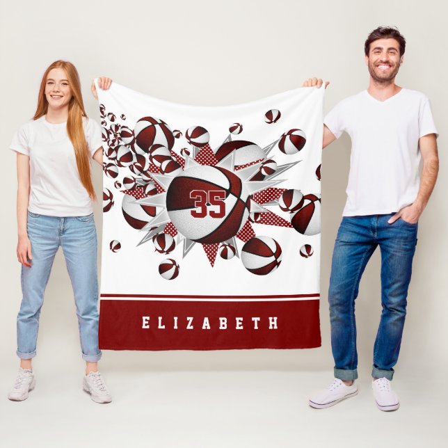 Manta Polar decoración deportiva maroon chicas estrellas de ba (In situ)