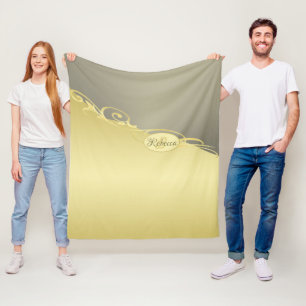 Manta Polar Decoración dorada de lujo en oro y plata, Monogram