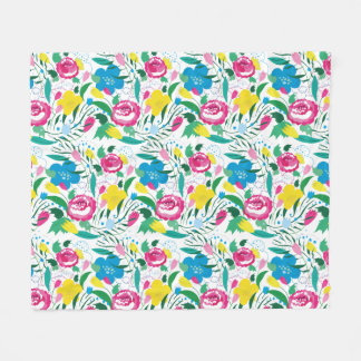 Manta Polar Decoración floral con ramo de colores.