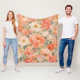 Manta Polar decoración floral Coral Melocotón Romántico Florac