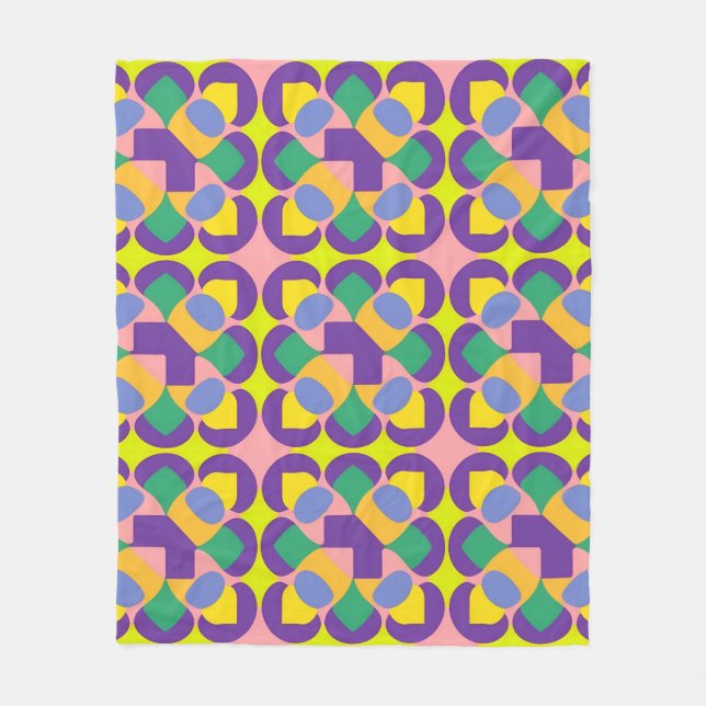 Manta Polar 🌈 Decoración Geométrica Abstracta Vibrante de Col (Anverso)