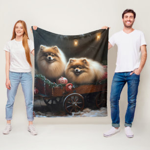 Manta Polar Decoración navideña de trineo nevado para Pomerani