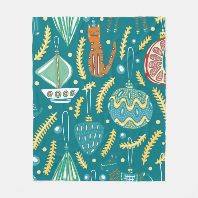 Manta Polar Decoración navideña sin fisuras. Bright col (Anverso)