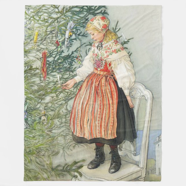 Manta Polar Decorando el árbol de Navidad - Carl Larsson (Anverso)