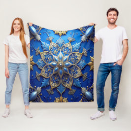 Manta Polar Decorative Blue Gold Fleece Blanket