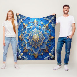 Manta Polar Decorative Blue Gold Fleece Blanket