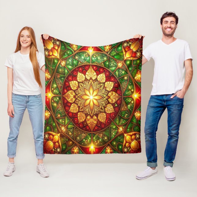 Manta Polar Decorative Red Green Fleece Blanket (In situ)