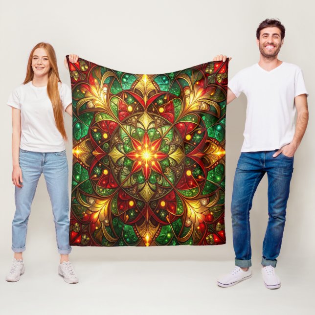 Manta Polar Decorative Red Green Fleece Blanket (In situ)