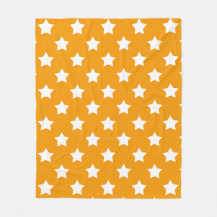 Manta Polar Decorativo del patrón de estrellas blancas naranja