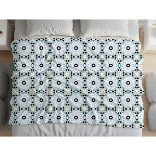 Manta Polar Decorativo patrón circular en blanco y negro