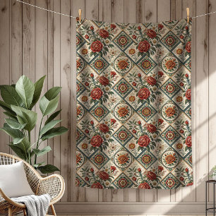 Manta Polar Decorativo Roses Rojos Tile Blanket Tálido Toque