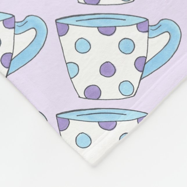 Manta Polar Dedo morado de polka azul teacup tazas de Fiesta d (Esquina)