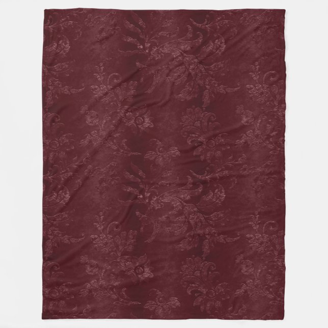 Manta Polar Deep Red Burgundy Floral Christmas (Anverso)