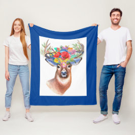 Manta Polar Deer floral colorido